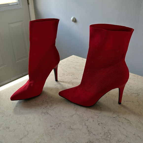 Red sock heels- BWOT - red heel booties - Picture 2 of 10